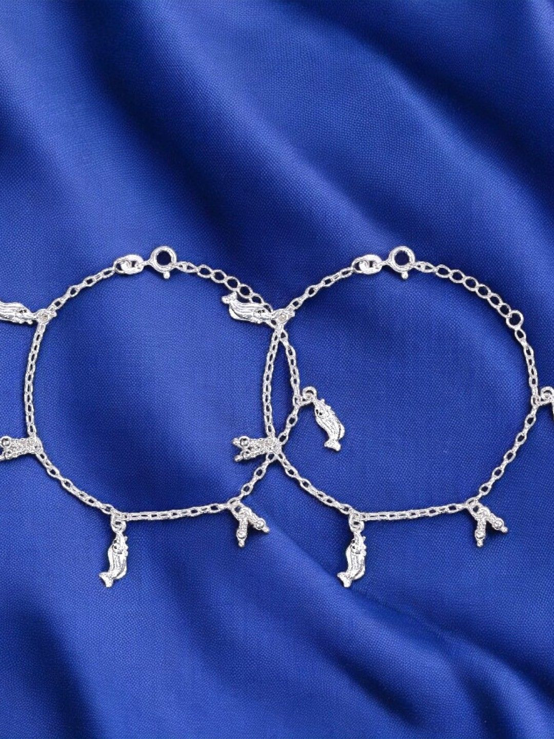 Taraash Girls 925 Sterling Silver Fish Charm Anklets