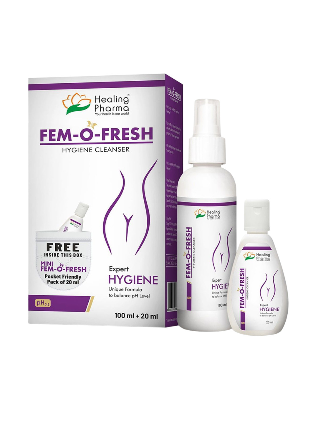 Healing Pharma Intimate Wash- 100 ml With Hygiene Cleanser - 20 ml