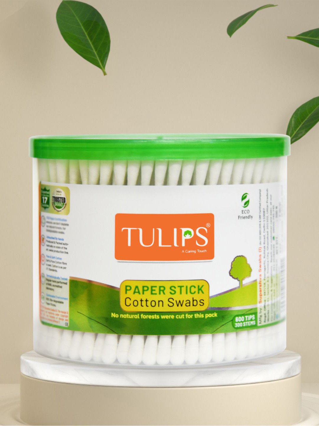 TULIPS Set Of 2 Premium Cotton Ear Buds - 300 Sticks Each