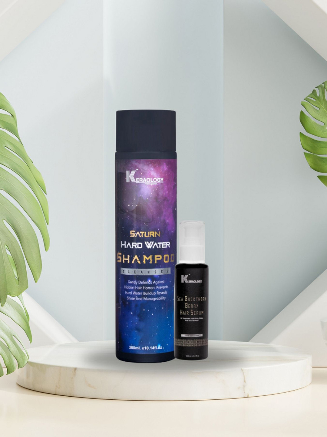 Keraology Saturn Hard Water Shampoo - 300 ml With Sea Backthorn Berry Hair Serum - 100 ml