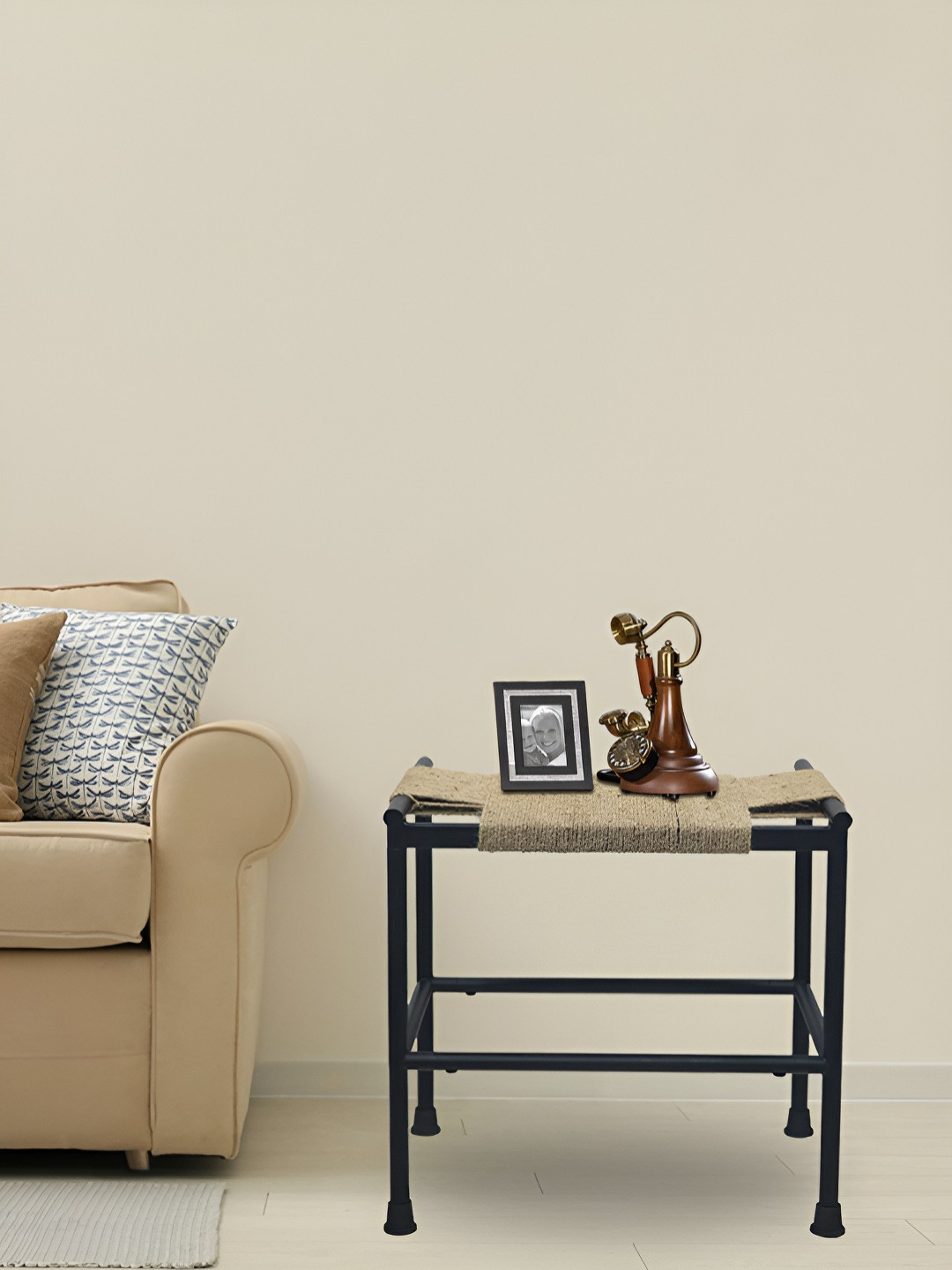 Metalsmith Black & Yellow Iron Textured Stool