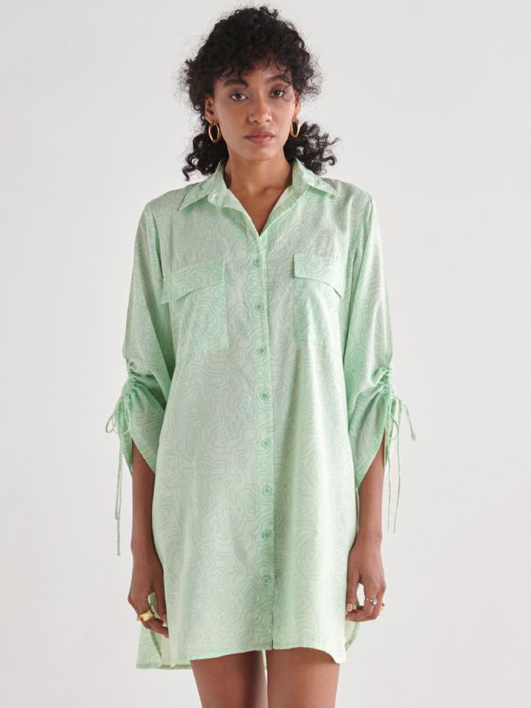 Midsummer Printed Mini Shirt Dress