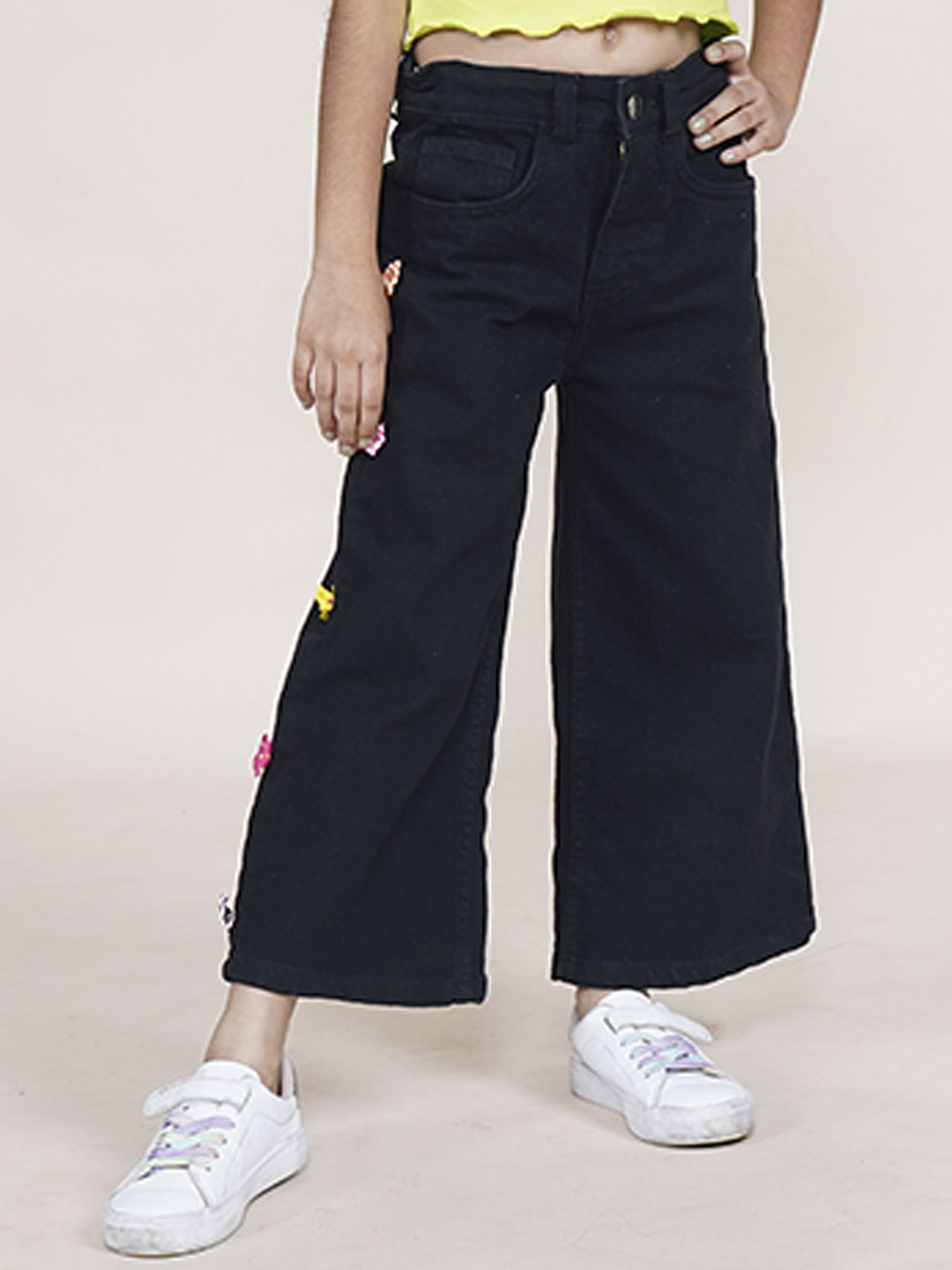 KiddoPanti Girls Jean Flared Embellished Stretchable Jeans