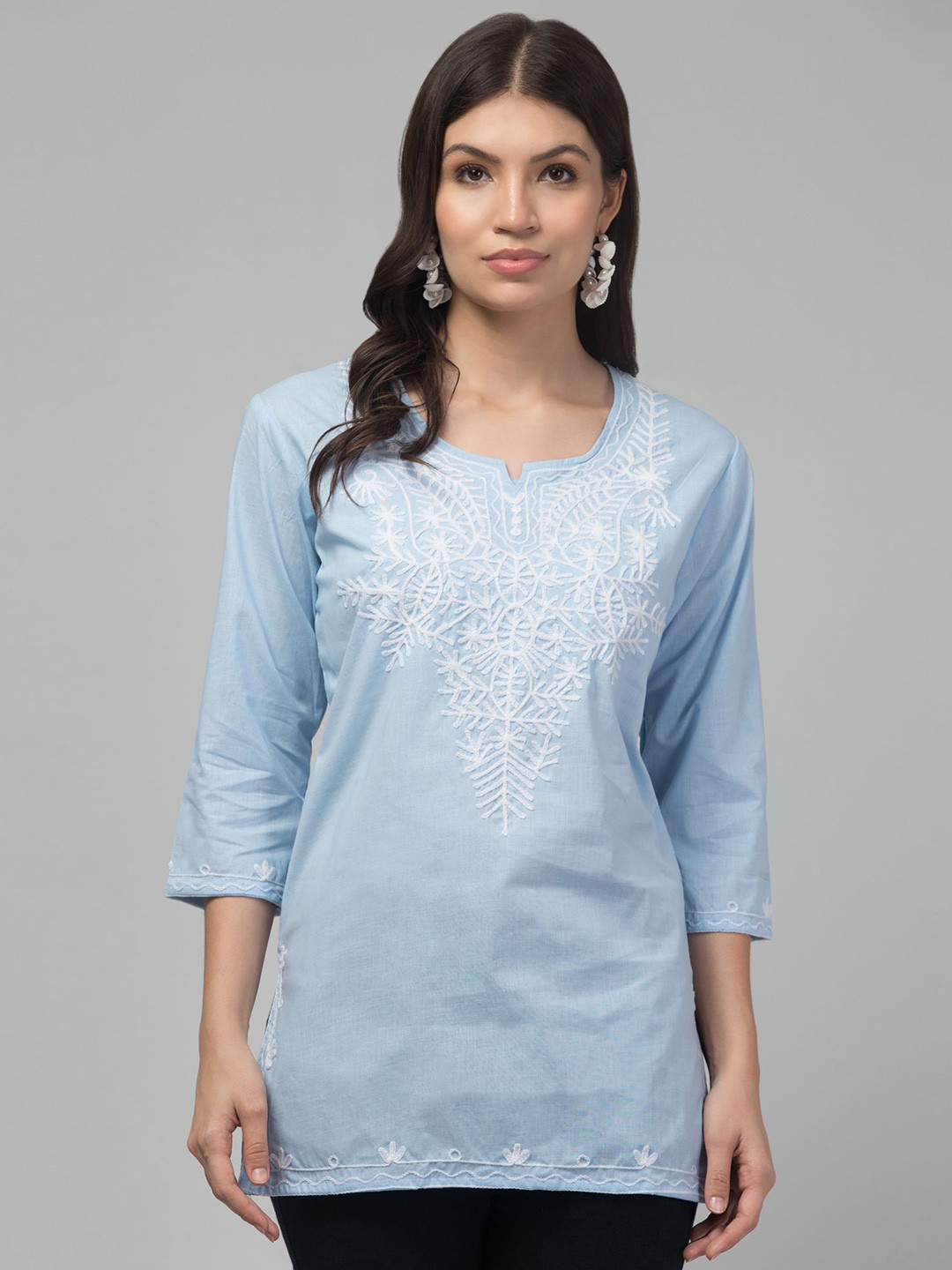 FAMBEE Women Floral Embroidered Pure Cotton Kurti