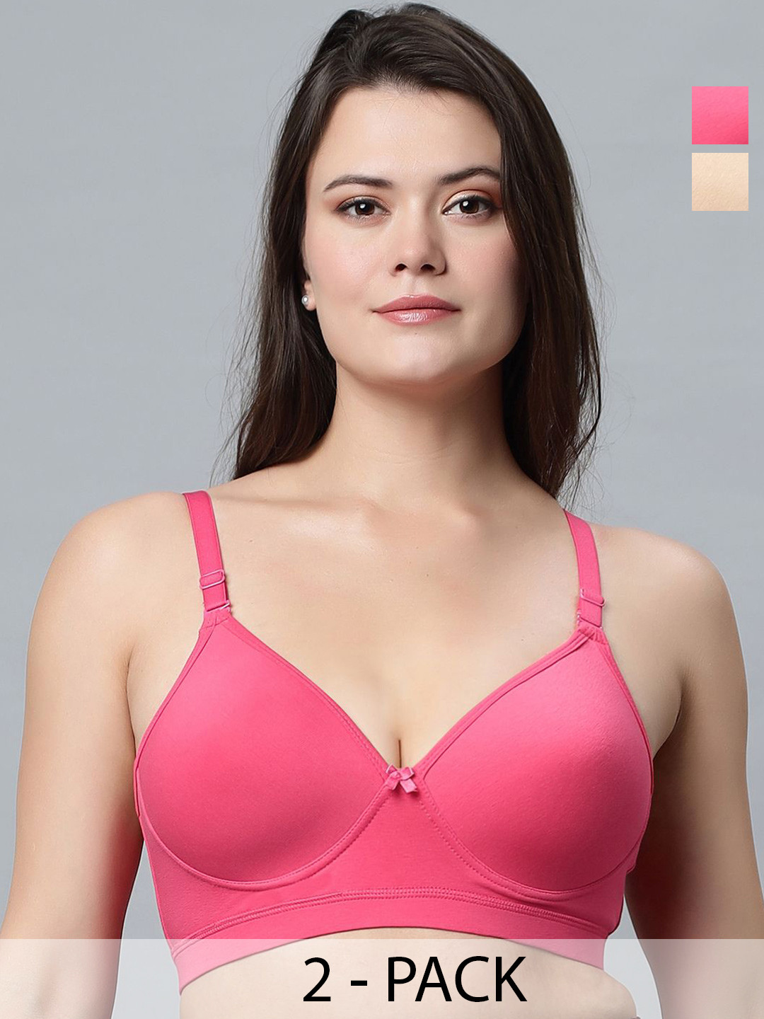 In Care Pack Of 2 Pure Cotton Underwired Full Coverage Heavily Padded Push-Up Bra