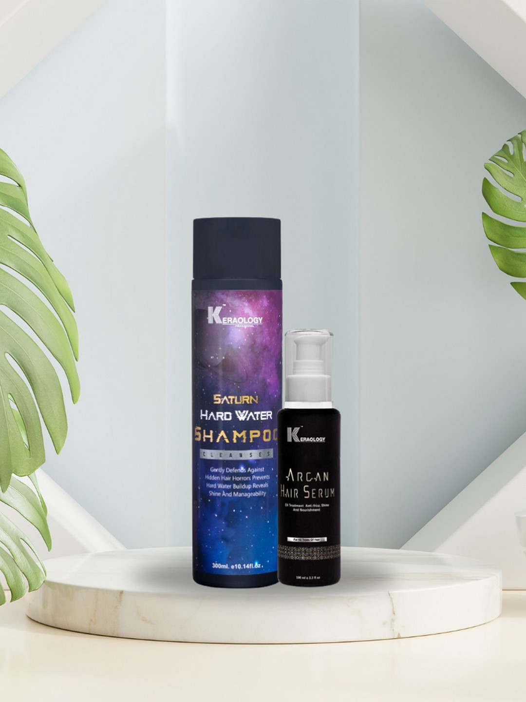 Keraology Saturn Hard Water Shampoo - 300 ml With Argan Hair Serum - 100 ml