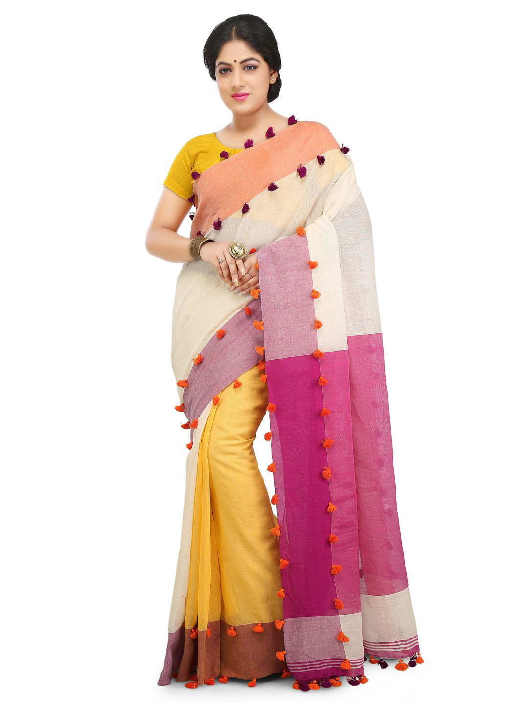 Crochetin Colourblocked Patchwork Saree