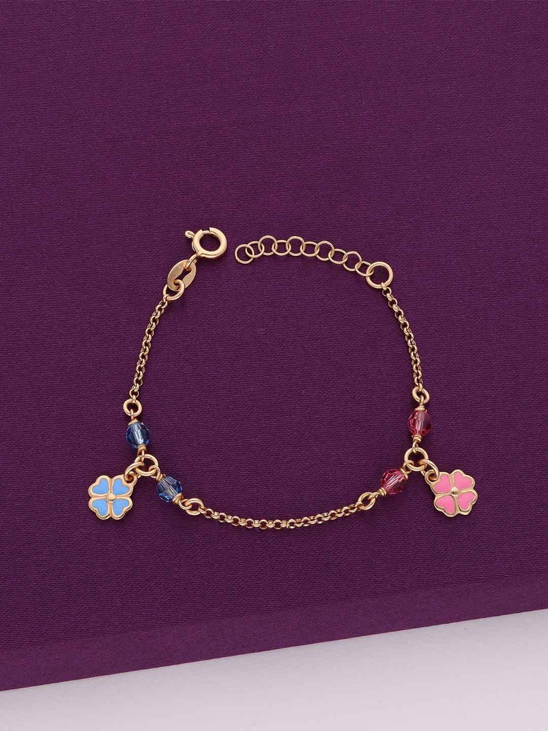 KAI JEWEL Kids Sterling Silver Rose Gold-Plated Beaded Charm Bracelet
