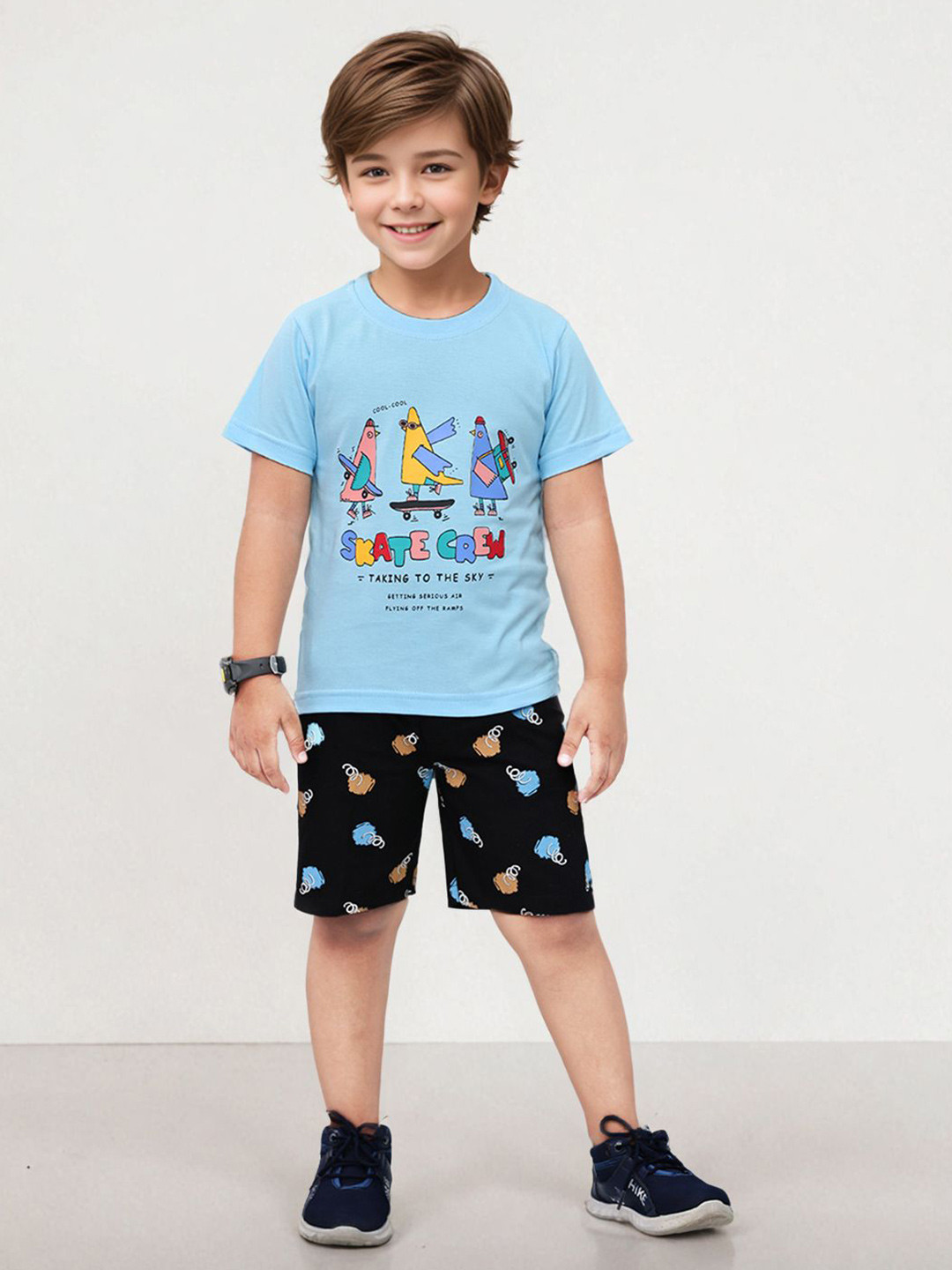 Toonyport Boys Printed Pure Cotton T-shirt with Shorts Clothing Set