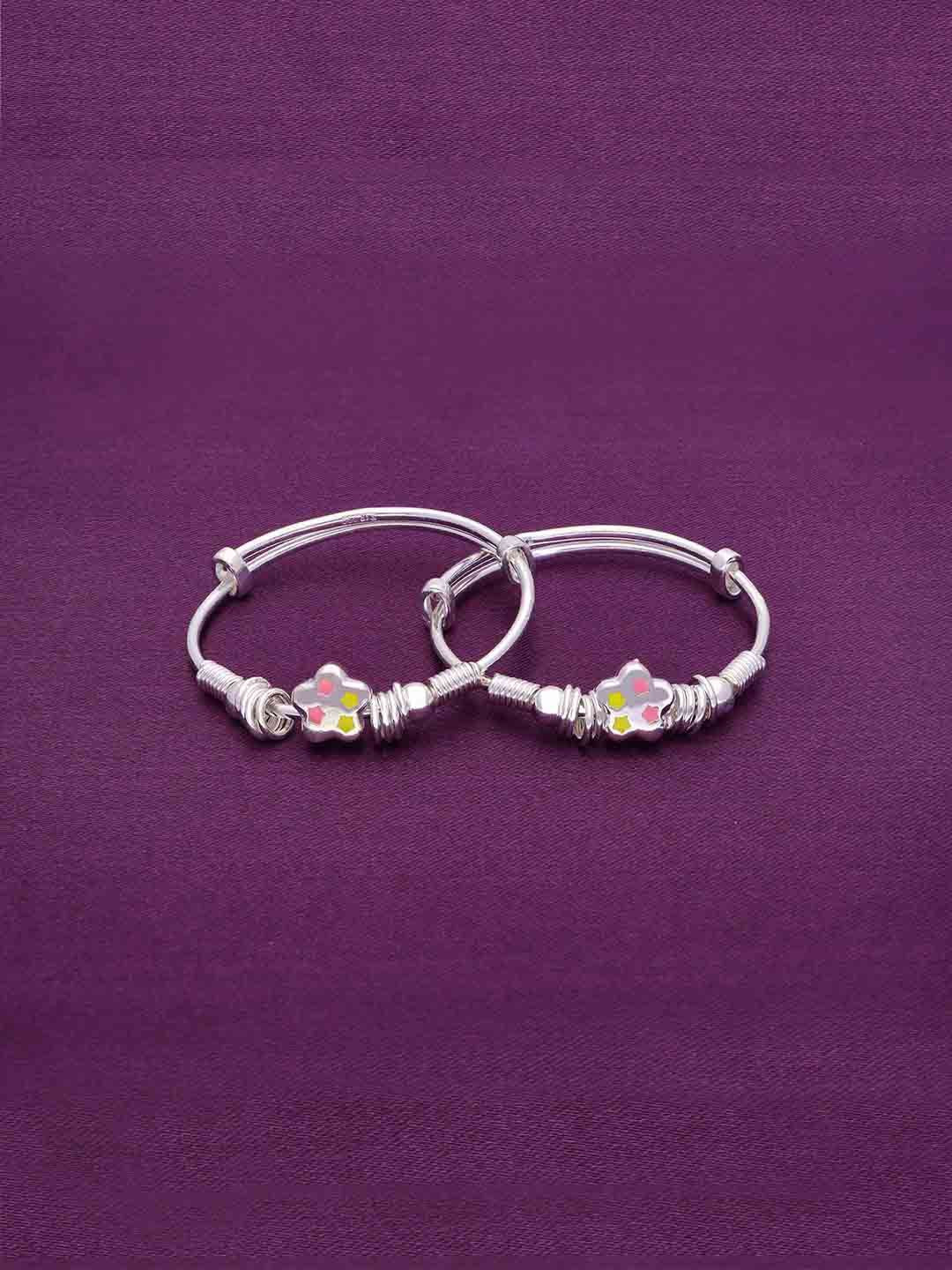 KAI JEWEL Kids Set Of 2 Sterling Silver Rhodium-Plated Kada Bracelets