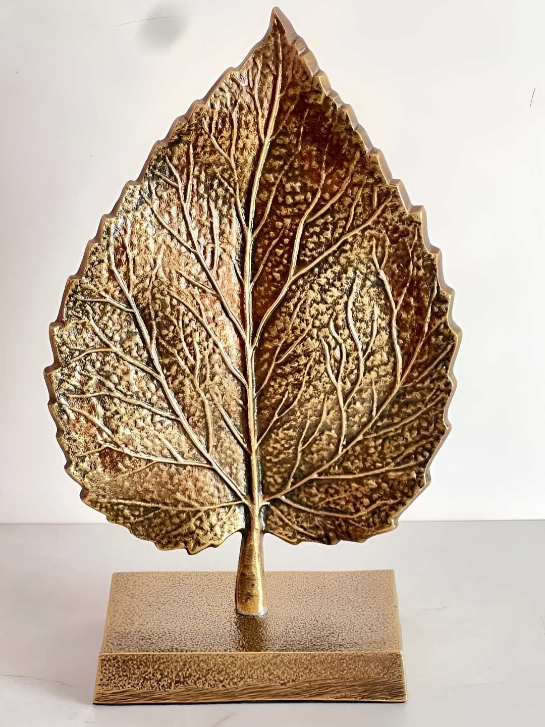 Timaya's Decor Leaf Of Life Gold Aluminium Metallic Living Room Small Showpiece - 10.2 Inches