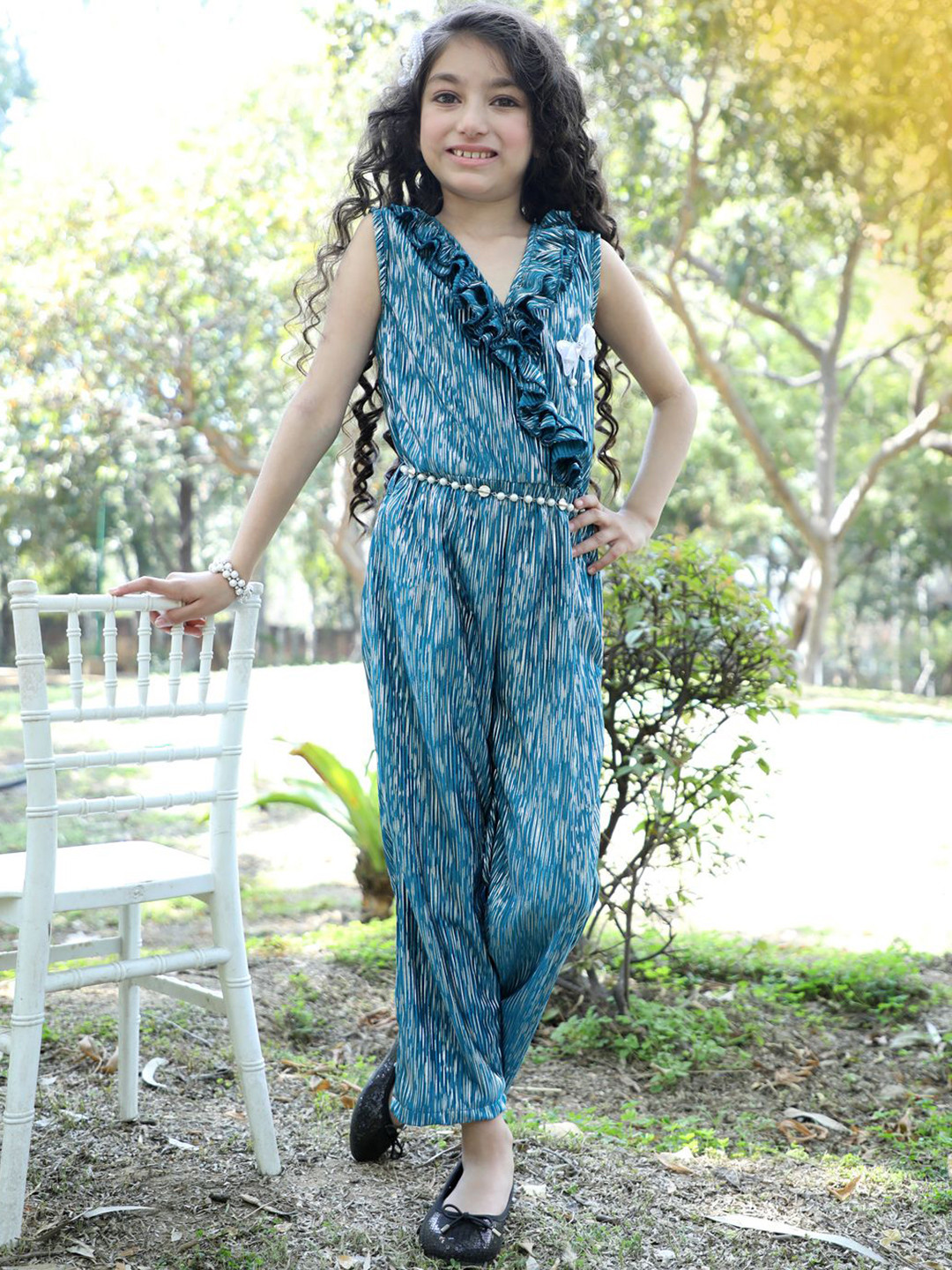 Stuffie Land Girls Self Design Basic Jumpsuit