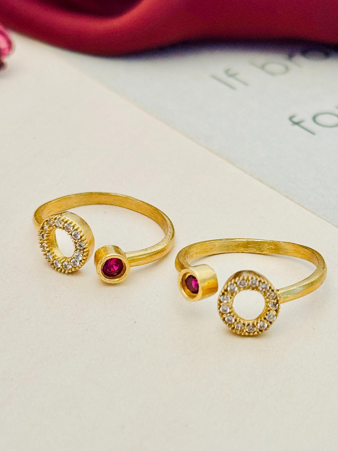 ABDESIGNS Gold-Plated American Diamond Toe Rings