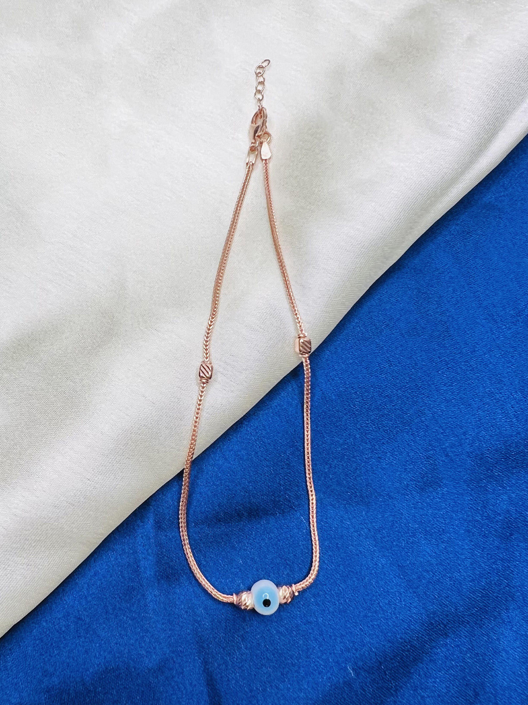 Arte Jewels 92.5 Sterling Silver Stone Studded Single Anklet