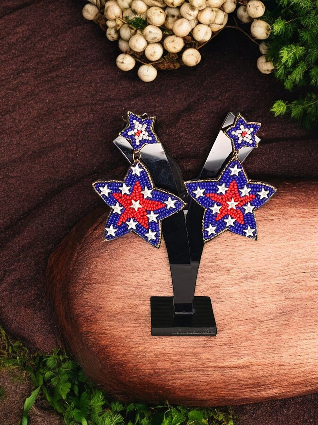 PRIAANSHA CREATIONS Star Shaped Drop Earrings
