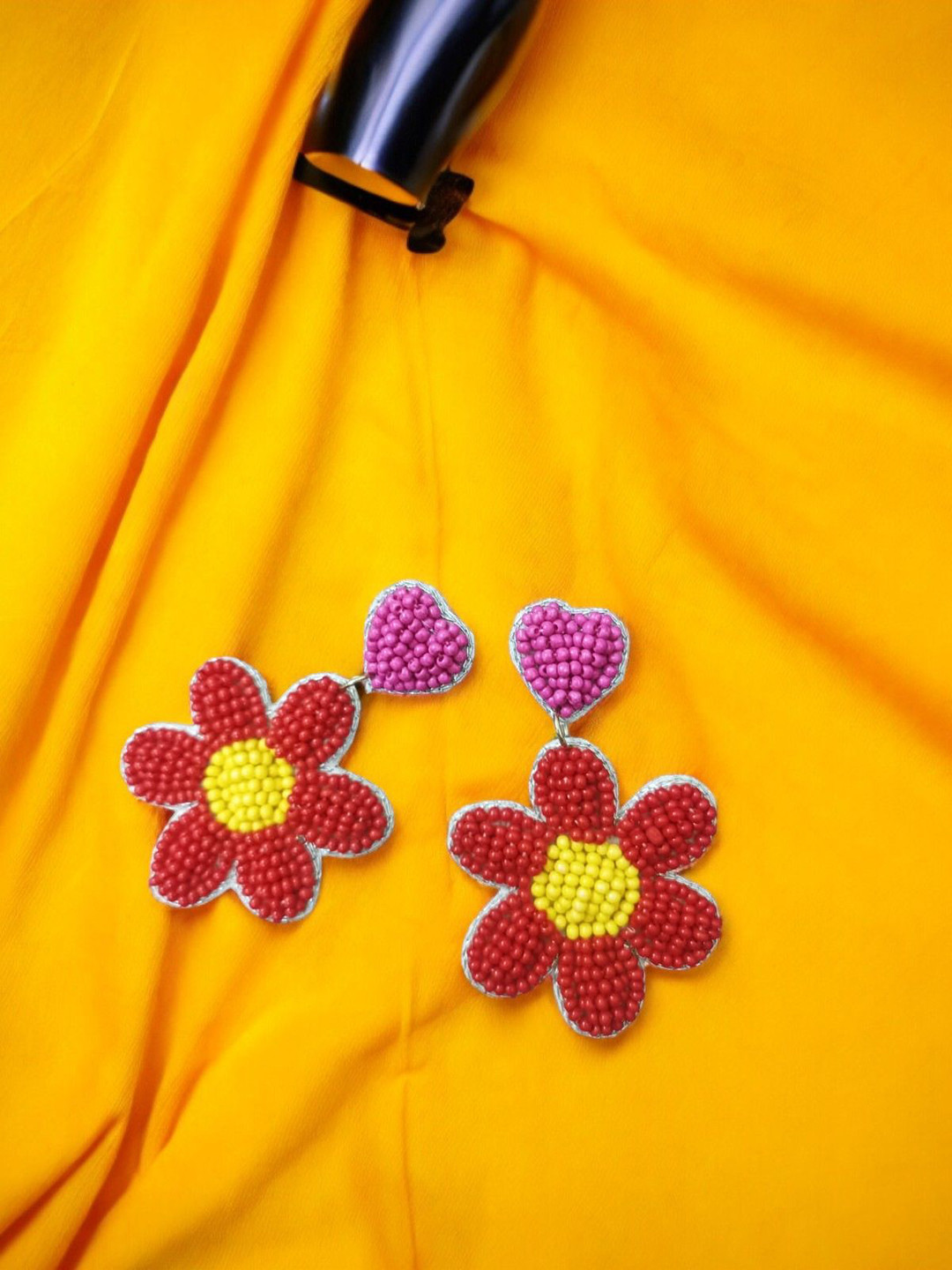 PRIAANSHA CREATIONS Rhinestone Pom-Pom Drop Earrings