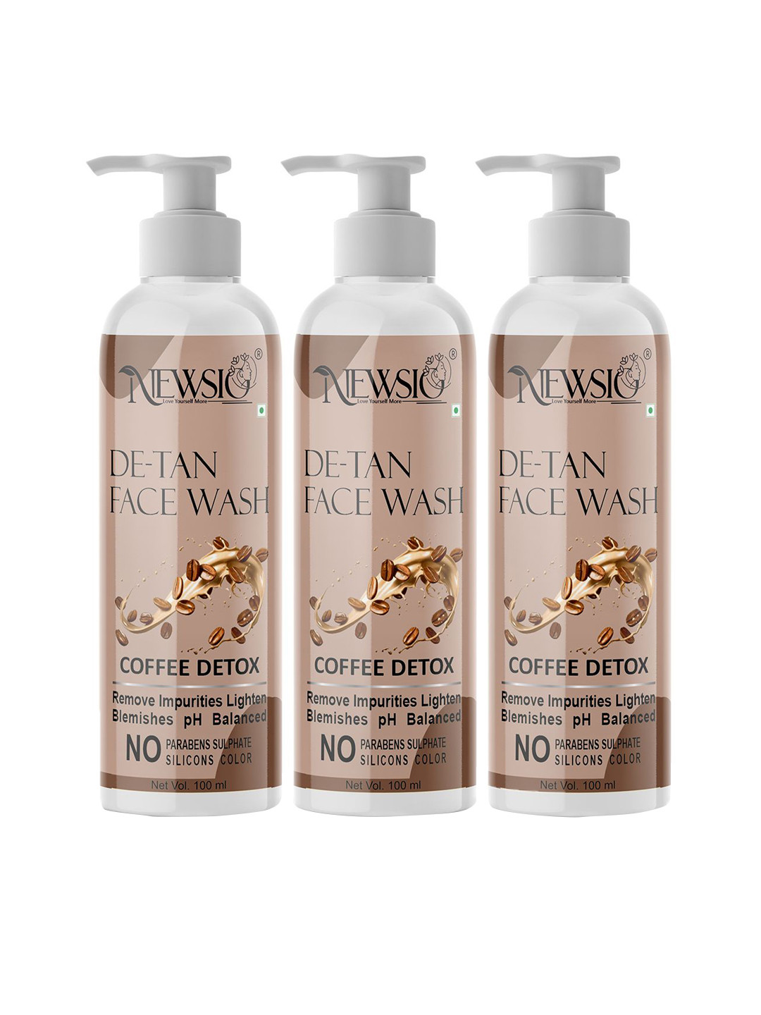Newsio Set Of 3 De-Tan Face Wash-100 ml Each