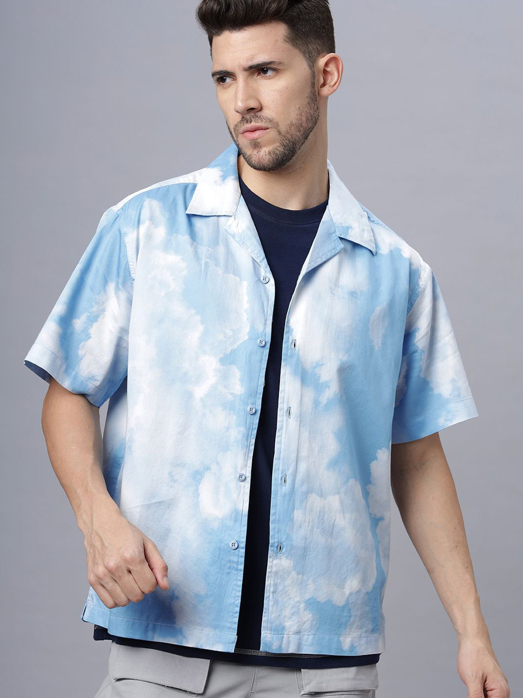 The Roadster Lifestyle Co. Men Relaxed Cuban Collar Dyed Cotton Casual Shirt