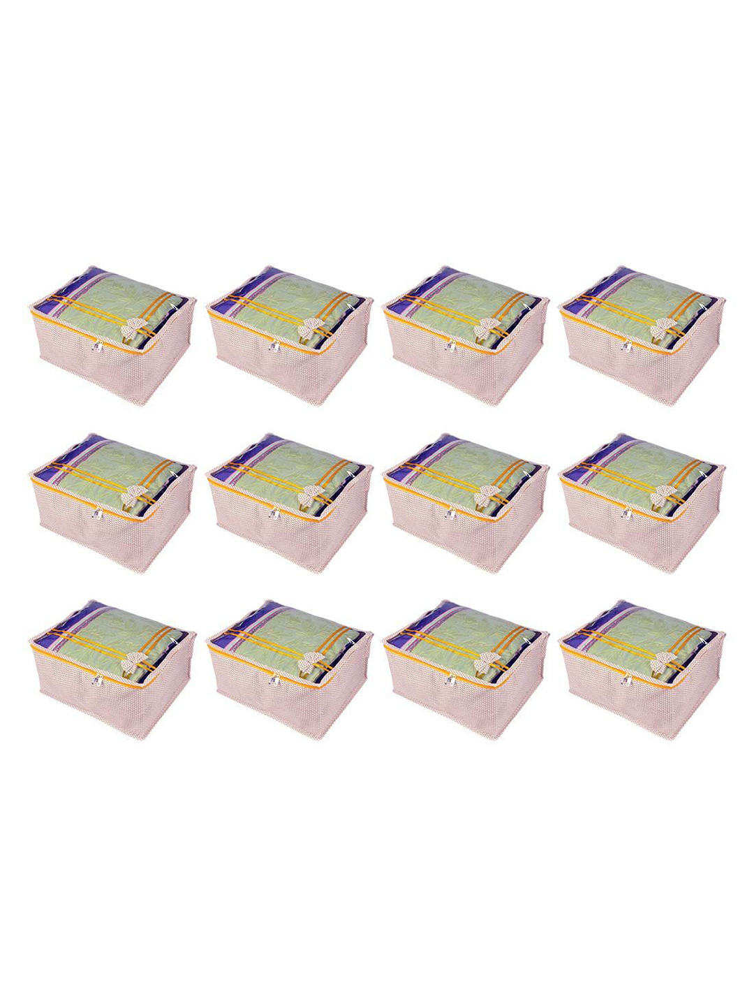 prettykrafts Beige & Transparent 12 Pieces Drawer Organisers