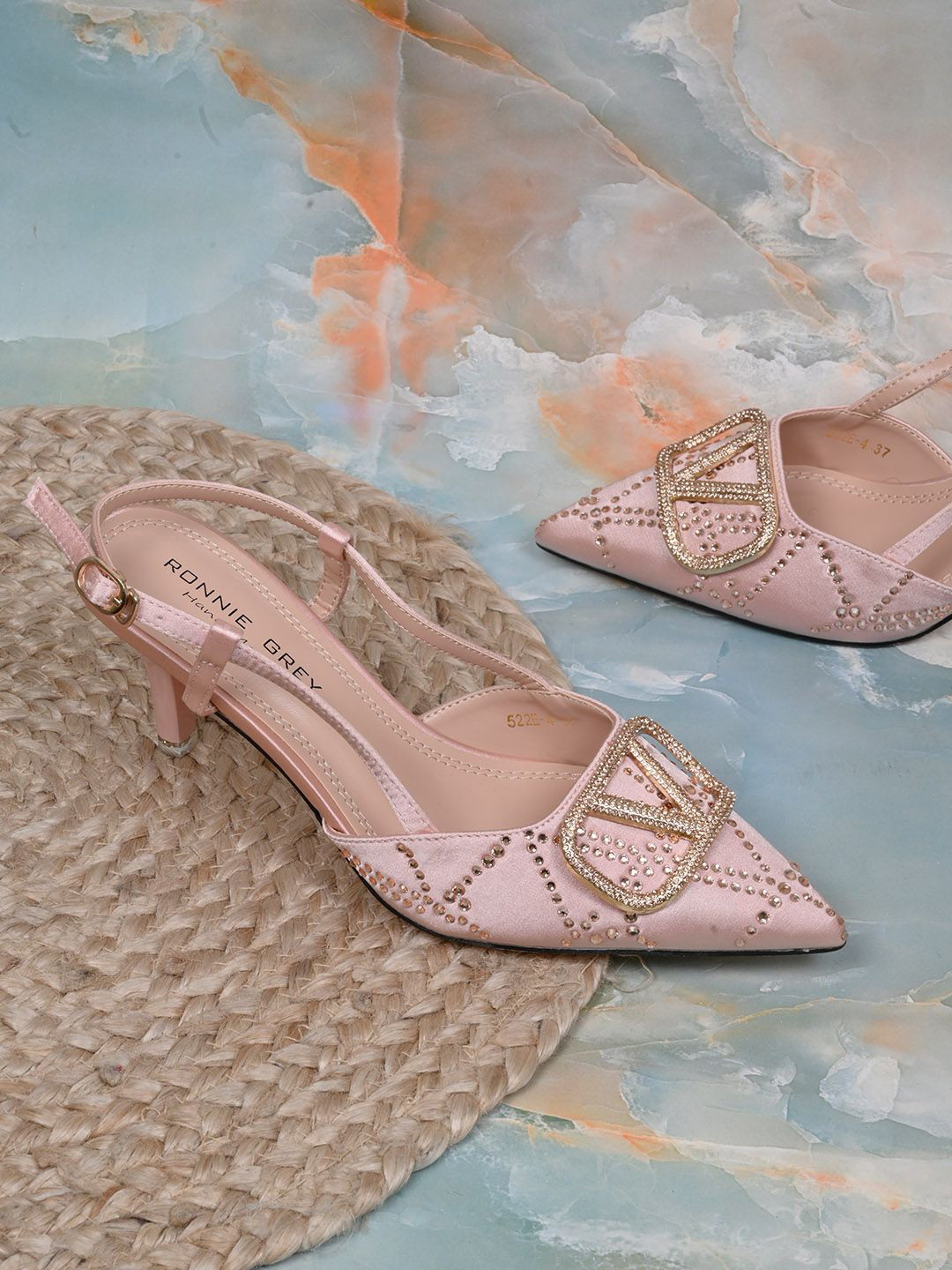 Ronnie Women Grey PU Kitten Pumps