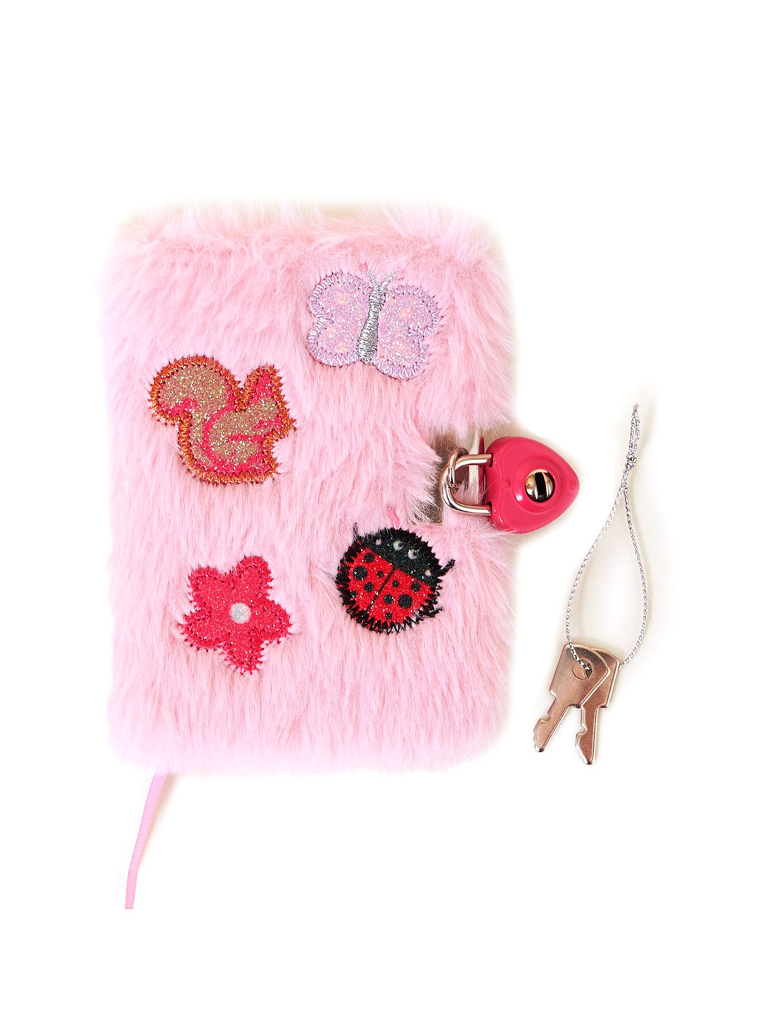 Accessorize London Self Design Faux Fur Badge Lockable Journal