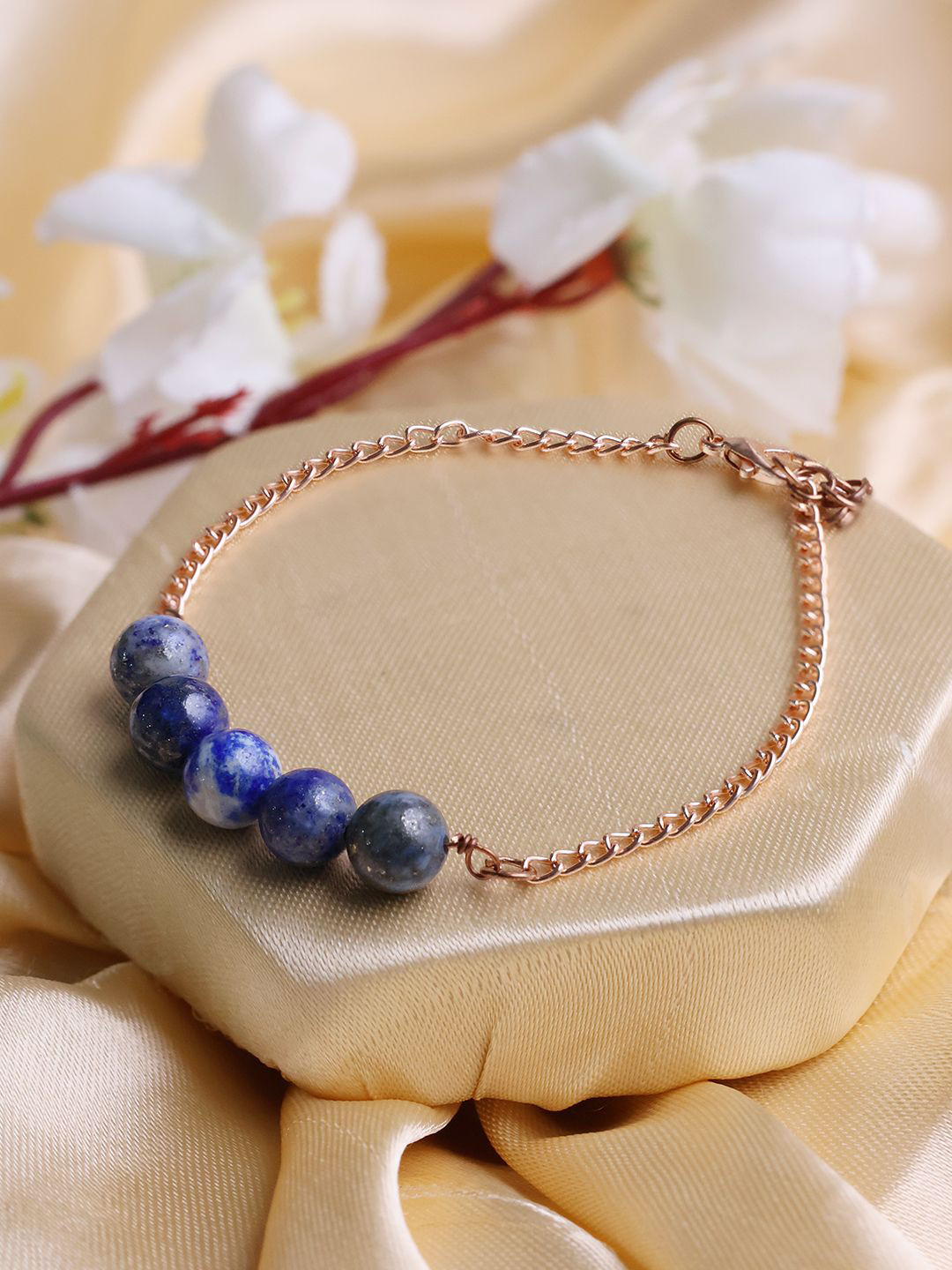 Shubhanjali Lapis Beaded Link Bracelet