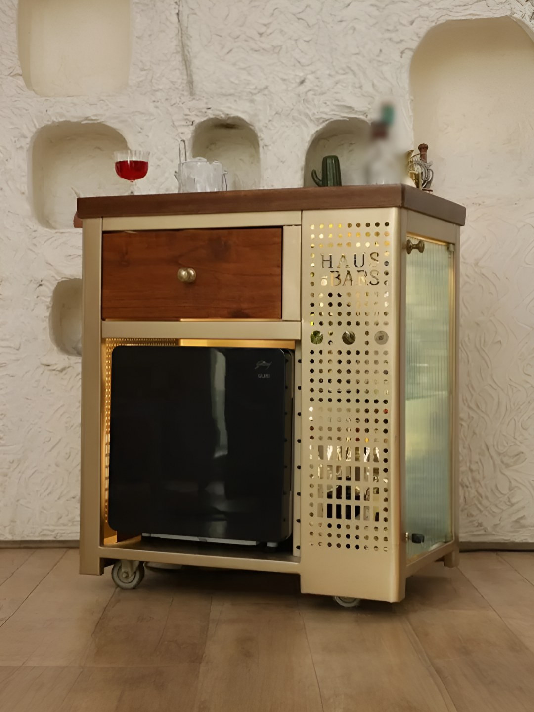 Haus of Bars Brown & Gold Texture Bar Cabinet