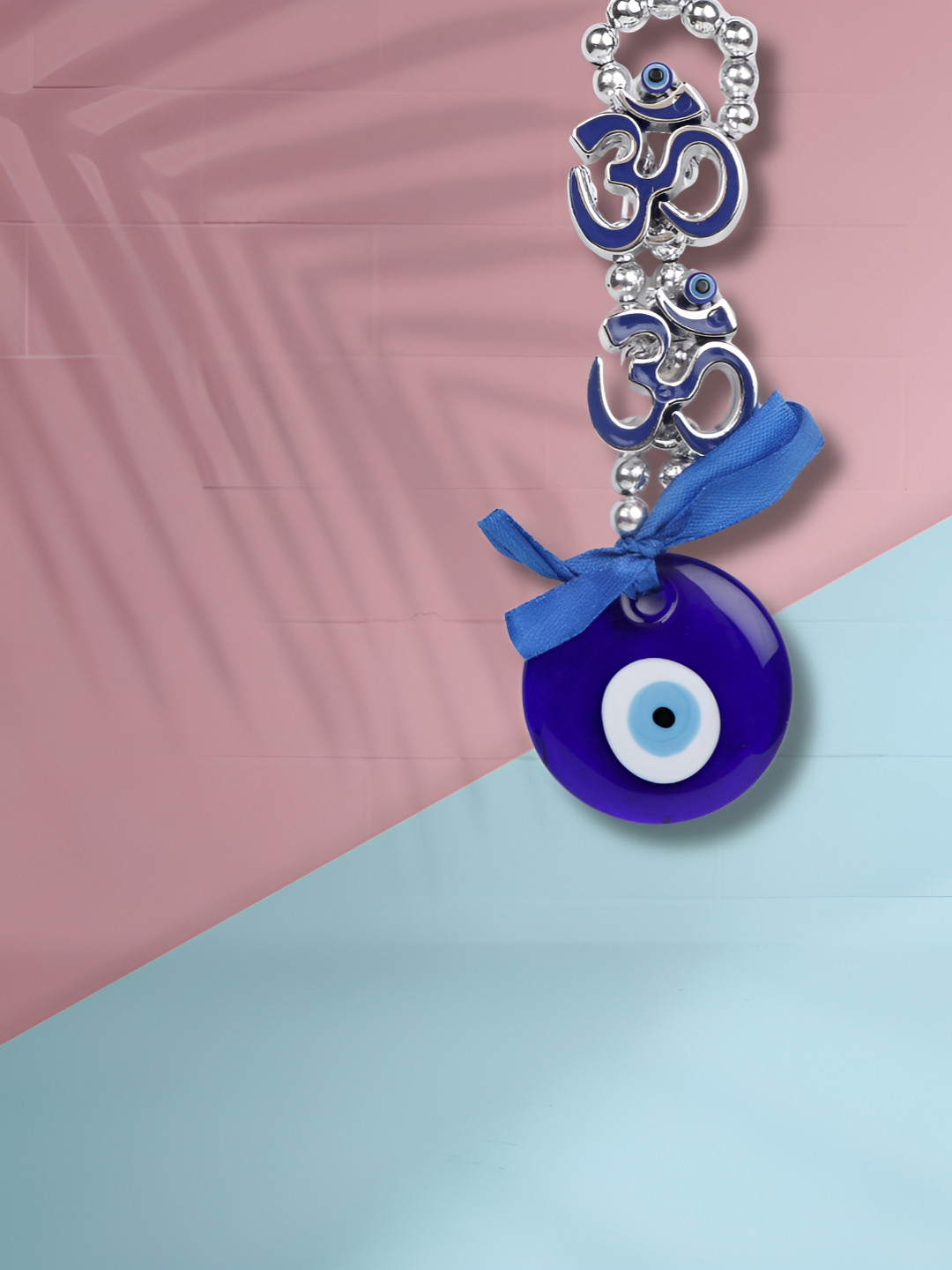 Archies Blue & White Sacred Om Evil Eye Wall Hanging Decor