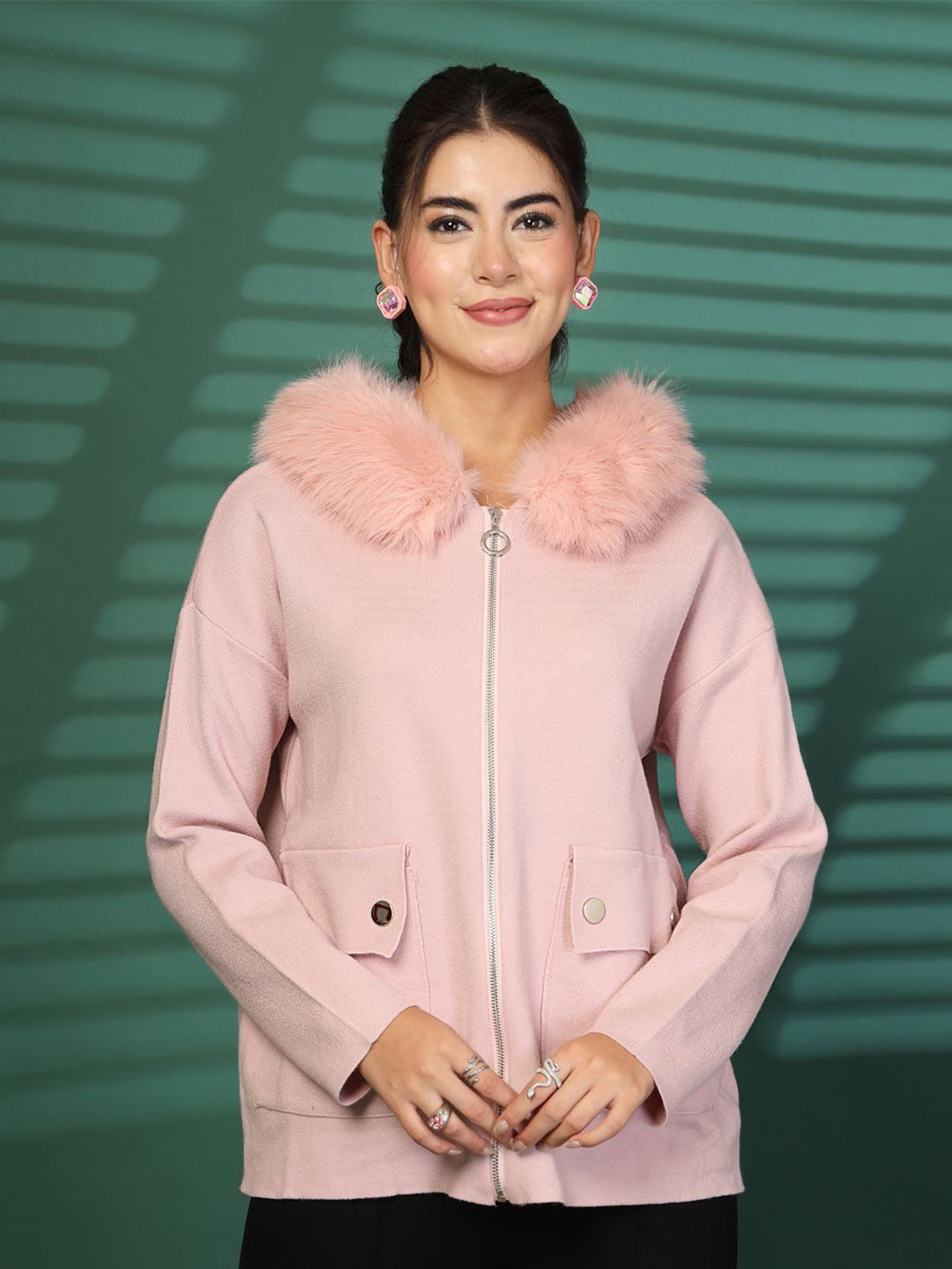 Mafadeny Long Sleeved Hip Length Ponchoo Coat