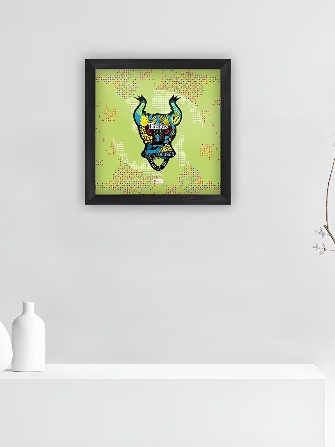 Indigifts Taurus Cattle Face Wood Glossy Hanging Hall Wall Hangings-10In