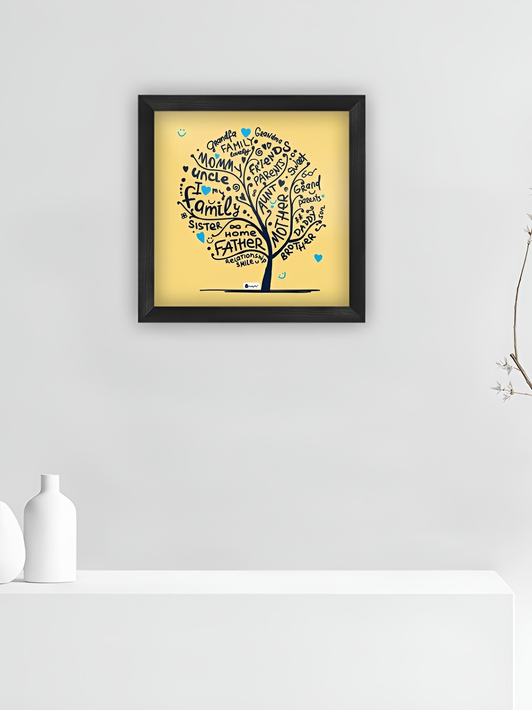 Indigifts Cream Family Love Tree Printed Wall Art