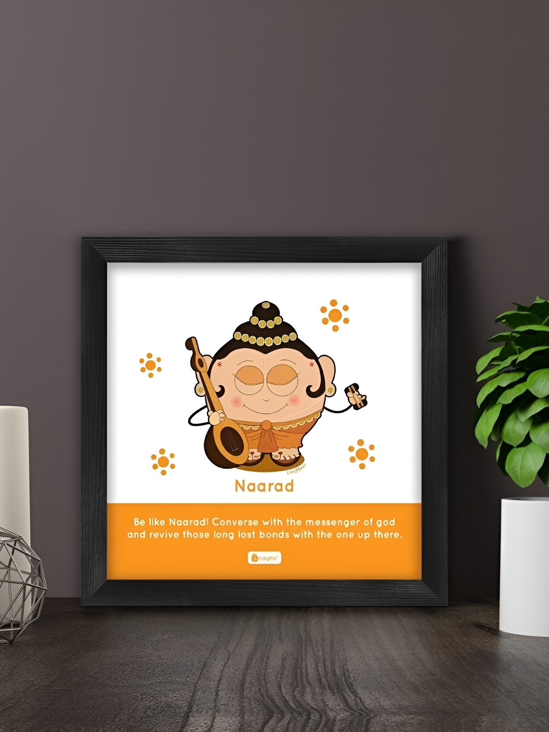 Indigifts Yellow & White Friends - Be Like Naarad Printed Religious Wall Art