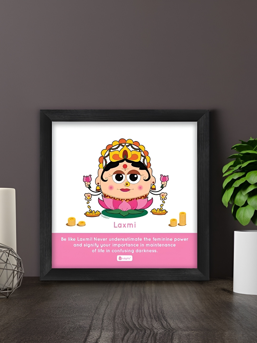 Indigifts Pink & White Be Like Laxmi Printed Wall Art