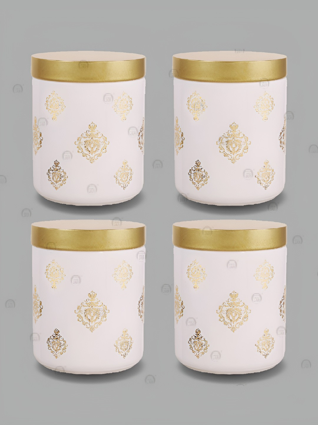Croco Jar Opk Royal Celebration White Floral Glass Dishwasher Safe 4 Piece Screw Top Jar-240ml