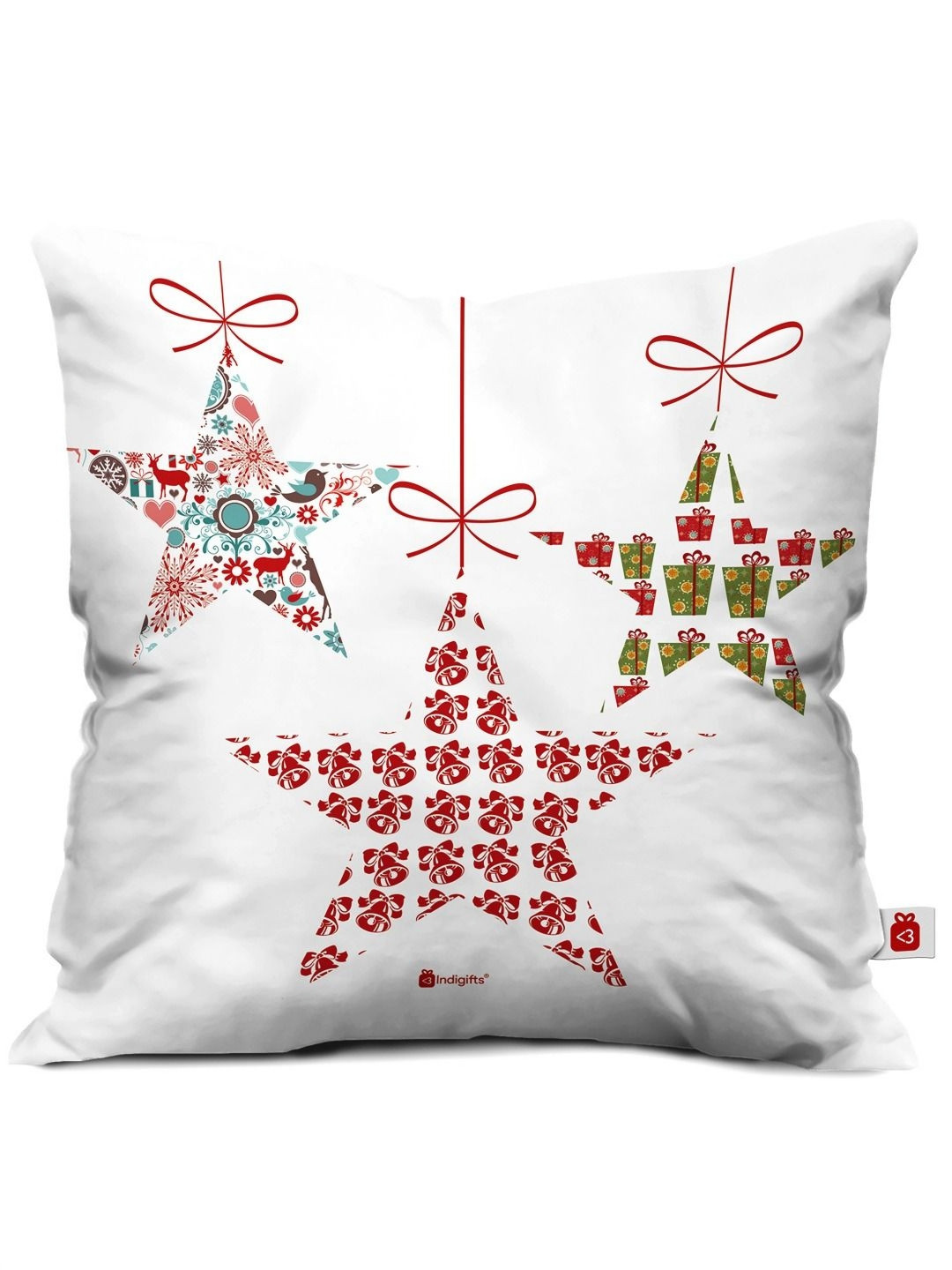 Indigifts Colorful Christmas Motifs Ethnic Motifs Satin Washable Cushion Cover -18x18In