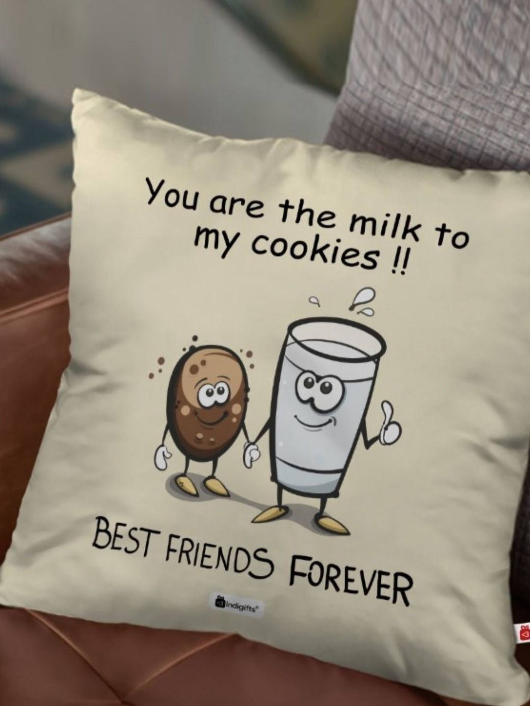 Indigifts White & Cream Colored Quote Printed Satin Square Cushion Covers