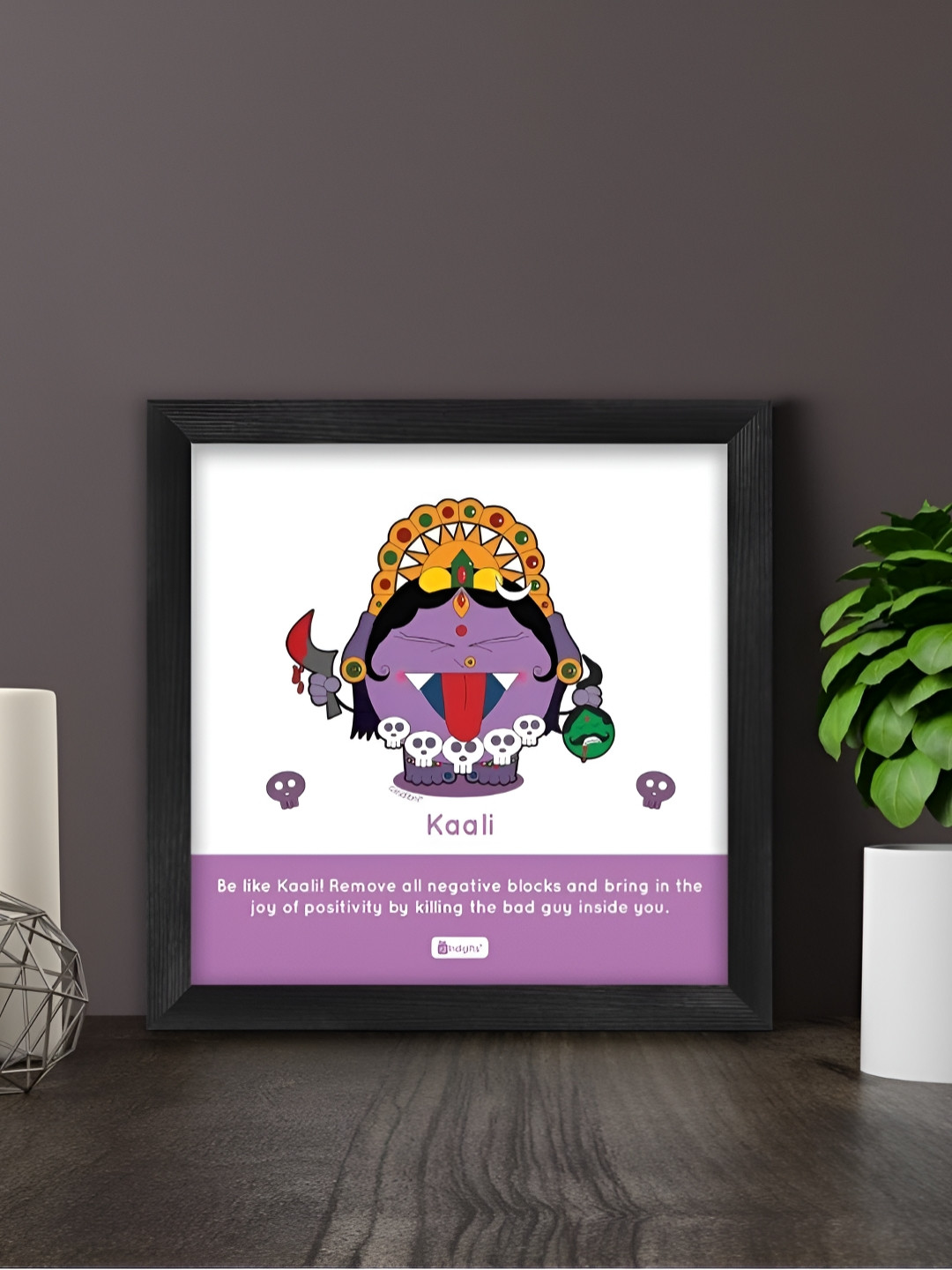 Indigifts Purple & White Be Like Kaali Printed Wall Art