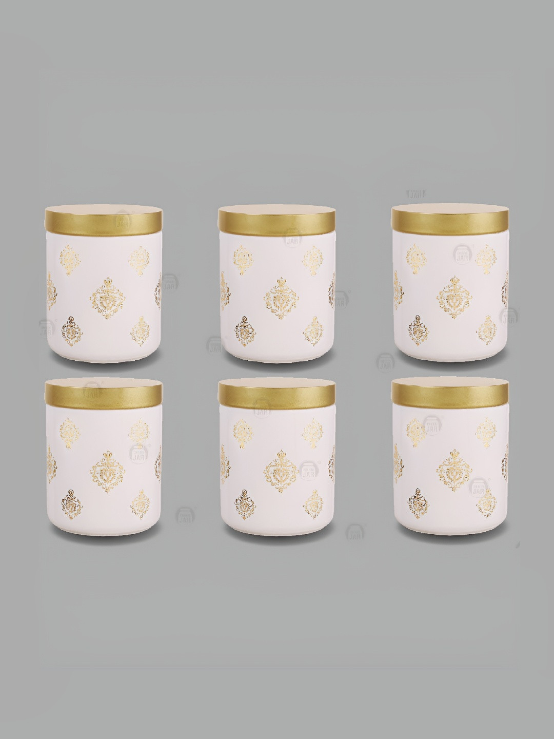 Croco Jar Opk White Typography Glass Dishwasher Safe 6 Piece Screw Top Jar-240ml
