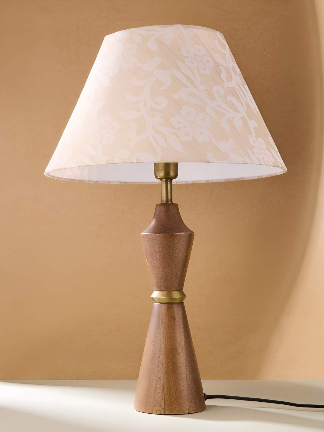 Fabindia Beige Cotton Cutwork Antra Tapered Drum Lampshade