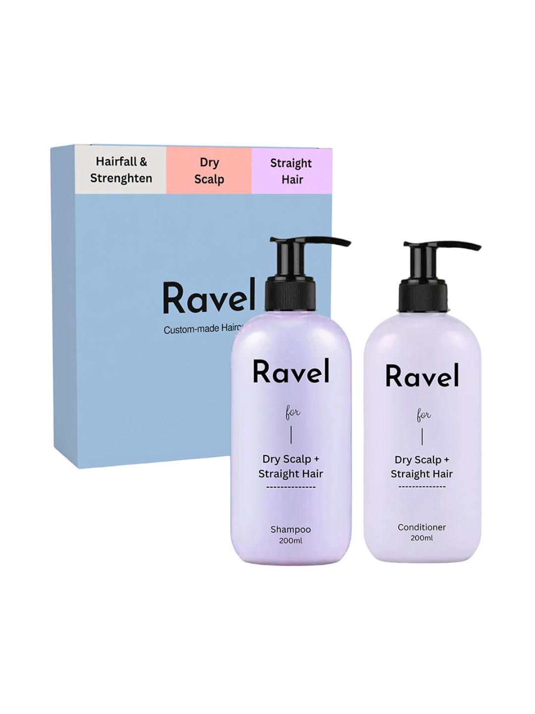 Ravel Hair Fall Control Shampoo & Conditioner For Dry Scalp & Straight Hair - 200 ml Each
