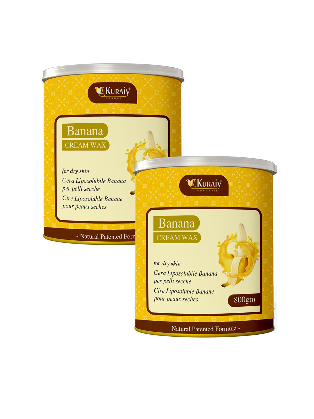KURAIY Set Of 2 Banana & Coconut Cream Wax For Smooth Hair Removal - 800 g Each