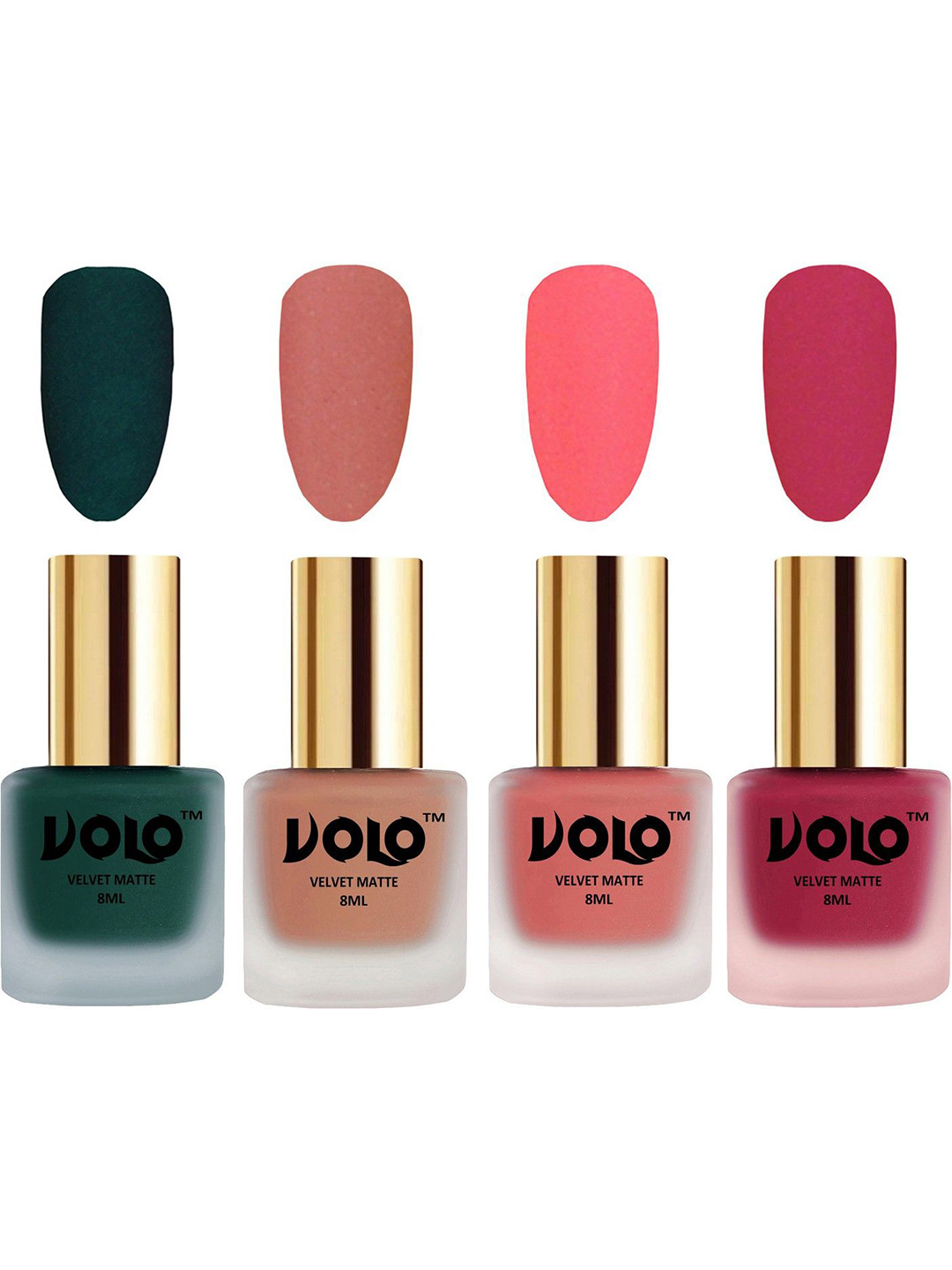 VOLO Set of 4 Velvet Dull Matte Nail Polish - 8 ml Each - 12-38-41-43