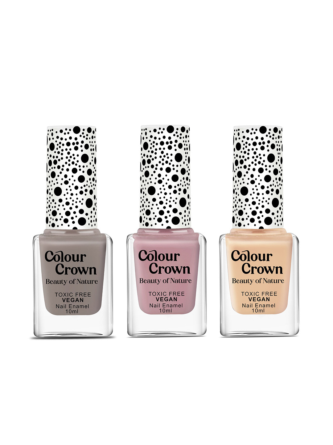 CROWN Set Of 3 Longwear Glossy Finish Nail Polish - 10 ml Each - Color Crush