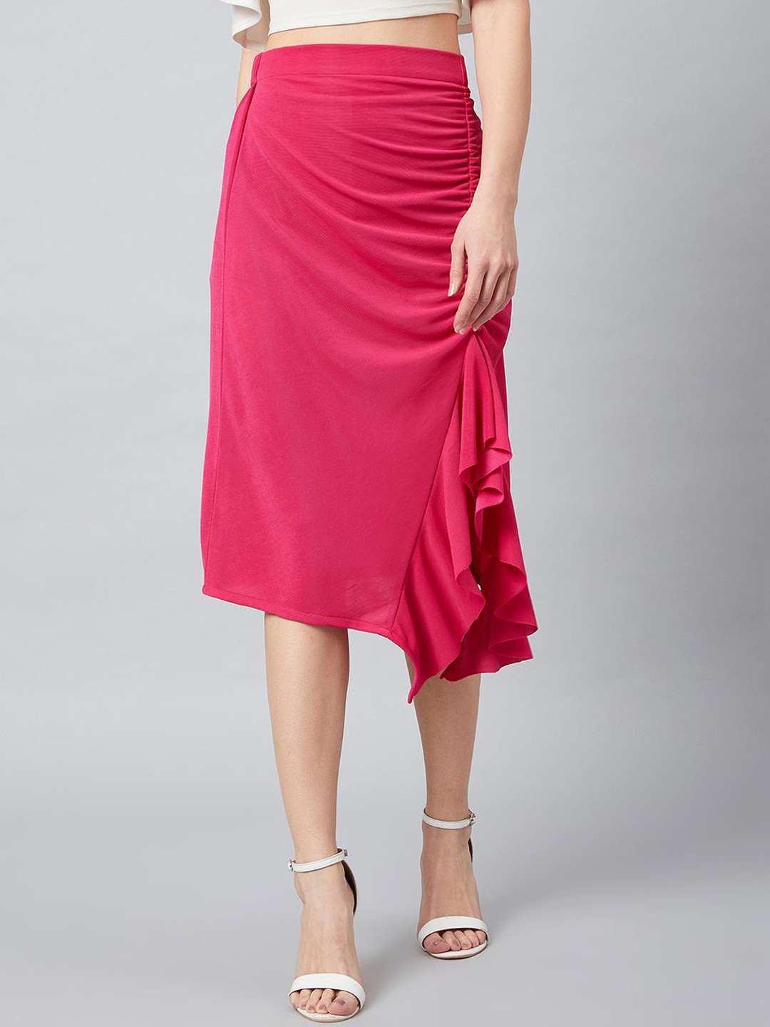 Athena Front Frill Pencil Midi Skirts