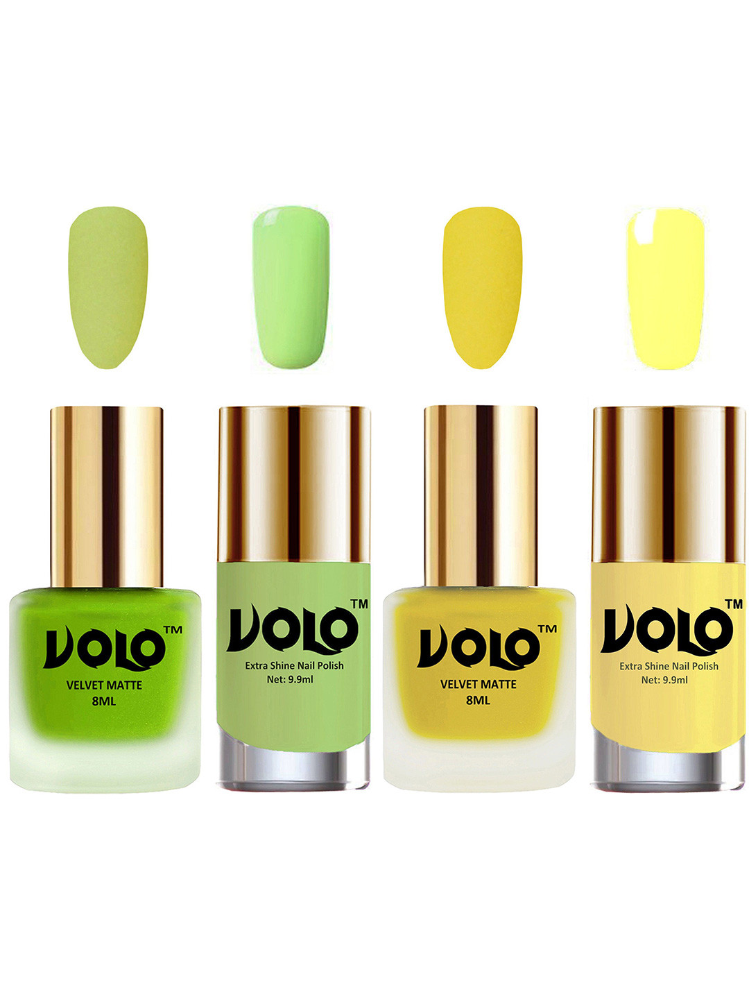 VOLO Set Of 4 Velvet Matte & Extra Shine Nail Polish - 8 ml Each & 9ml Each-39-40-28-29