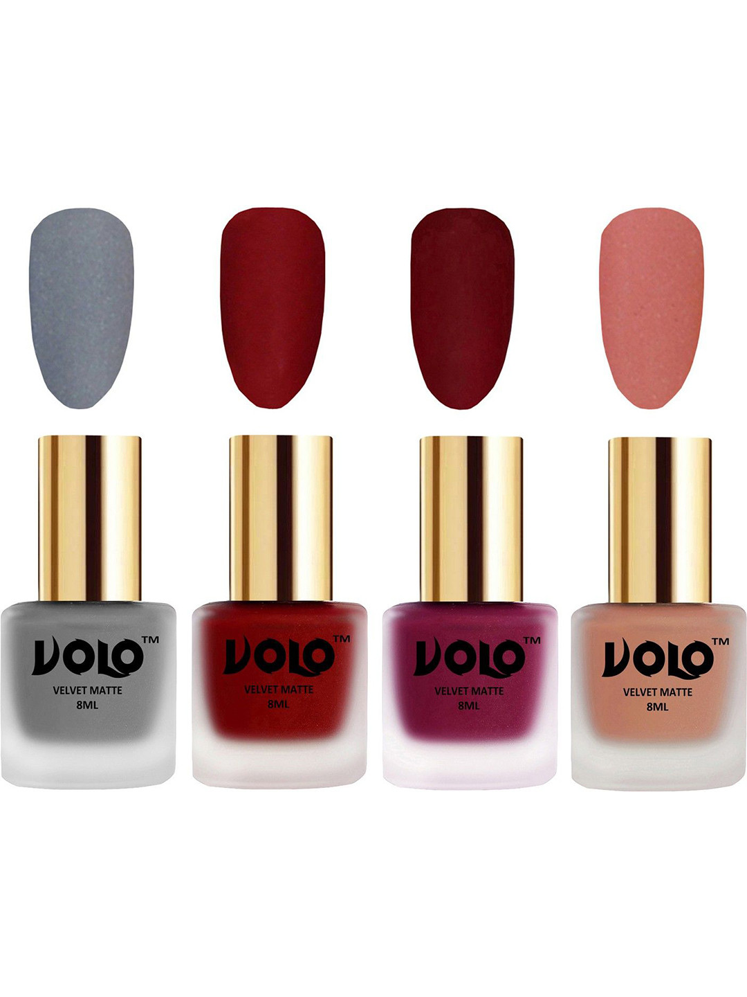 VOLO Set Of 4 Velvet Matte Nail Polish - 8 ml Each - 20 - 22 - 25 - 38