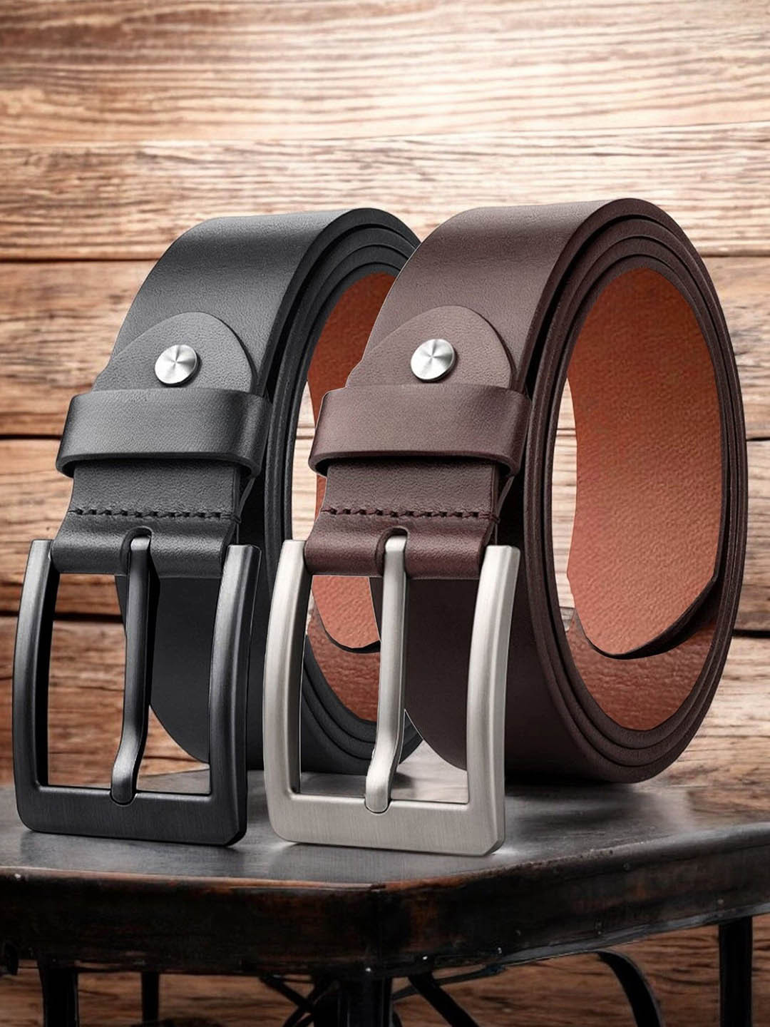 The Roadster Lifestyle Co. Men Set Of 2 Tang Closure Leather Belts
