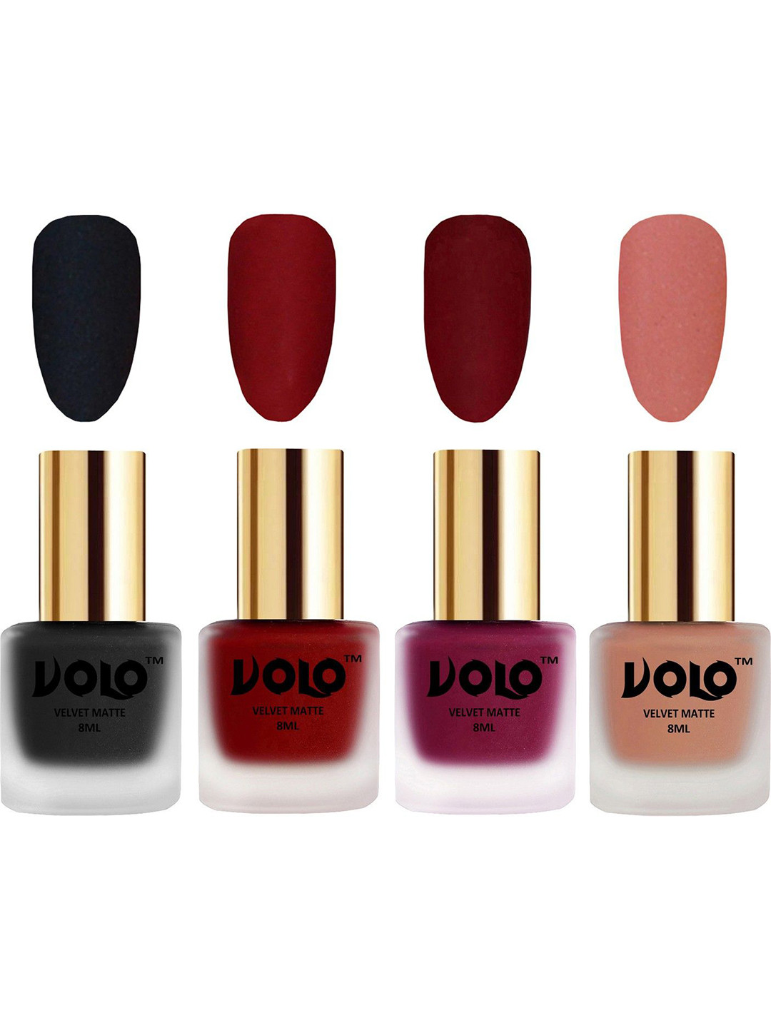 VOLO Set of 4 Velvet Dull Matte Nail Polish - 8 ml Each - 5-22-25-38