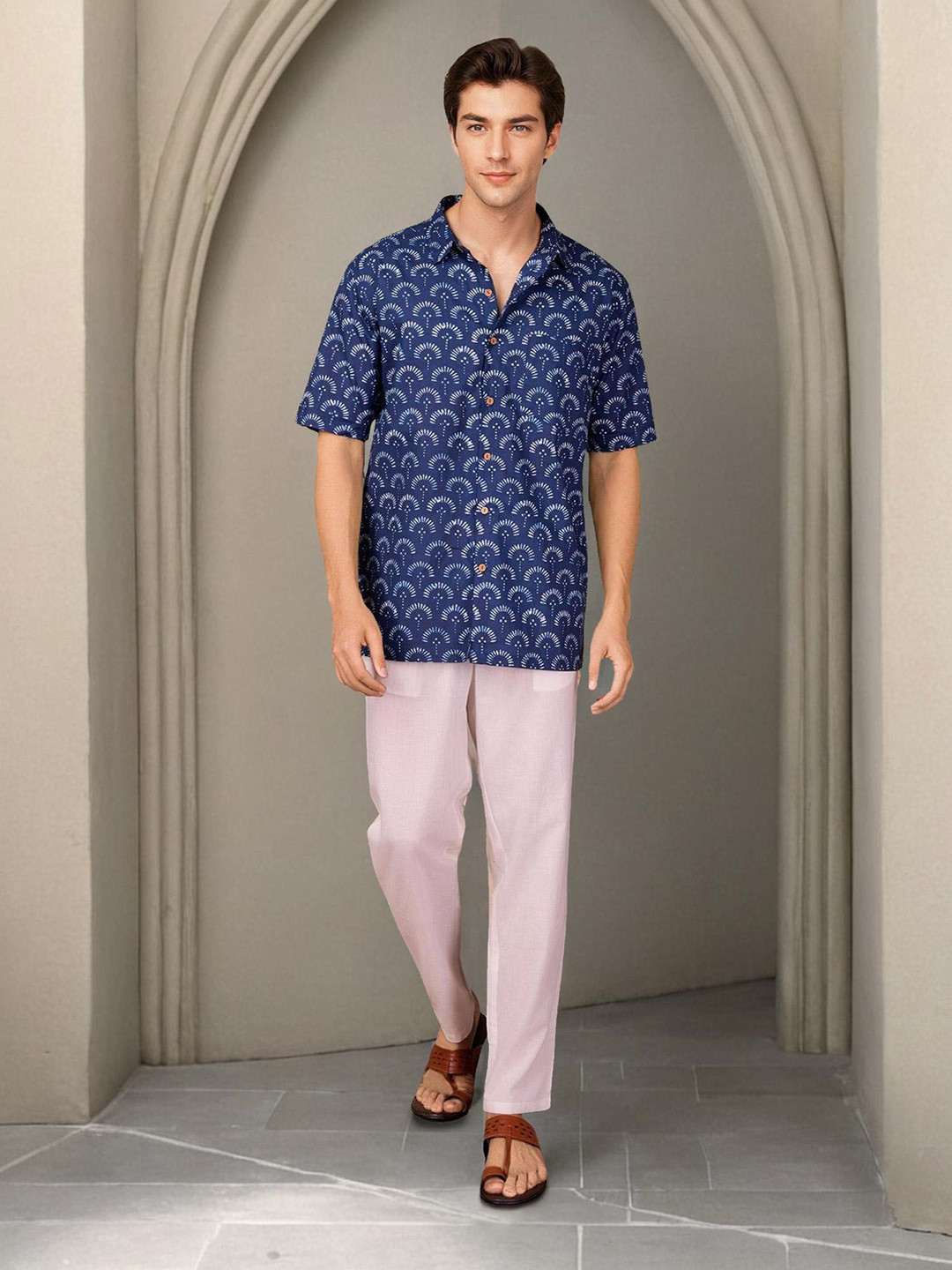 Anouk Rustic Men Spread Collar Abstract Printed Cotton Casual Shirt