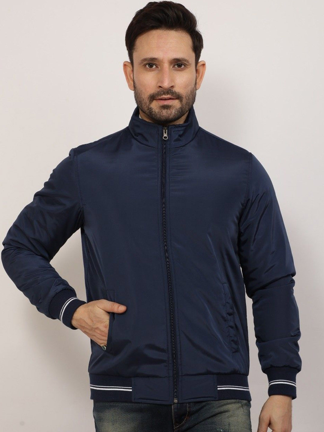 Klub Fox Men Lightweight Mock Collar Bomber Jacket